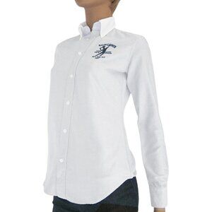 NEW Vintage Polo Ralph Lauren Shirt! Whit With Tennis Player Embroidery Slim Fit